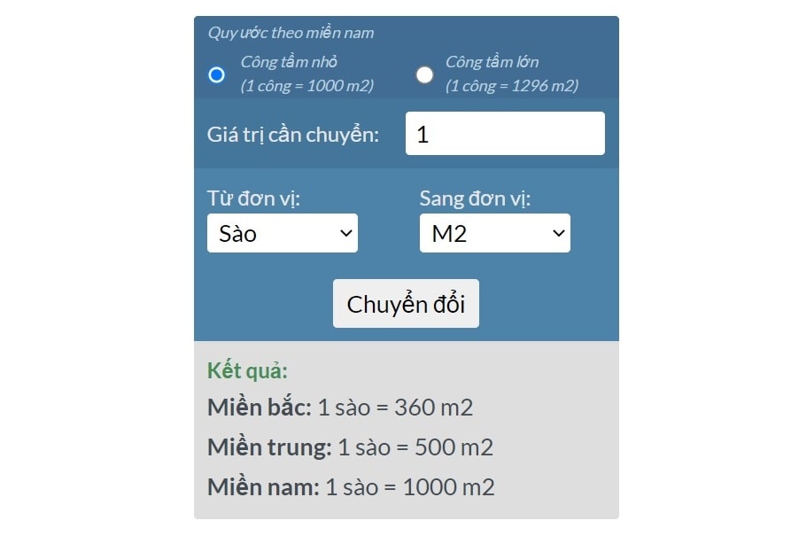 Tính diện tích online