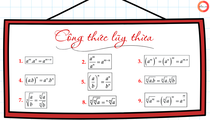 công thức luỹ thừa
